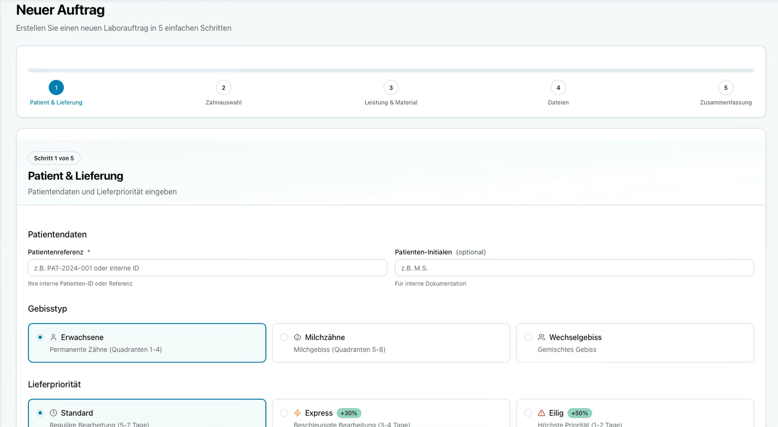 BWF Digitale Plattform - Auftragsanlage